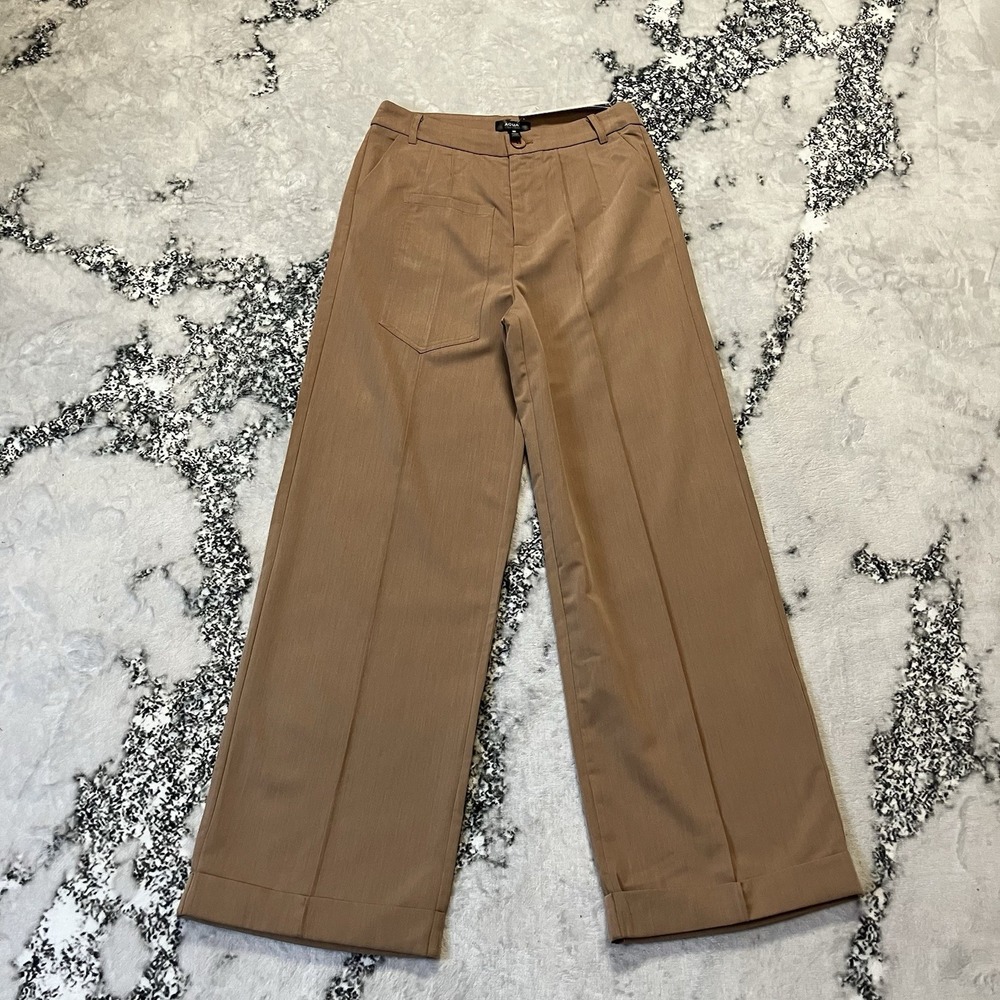 Aqua Pants Womens Size Small Tan Wide Leg Trouser High Rise Lightweight‎